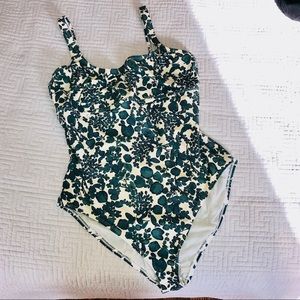 Tory Burch one piece suit, cream/eucalyptus print